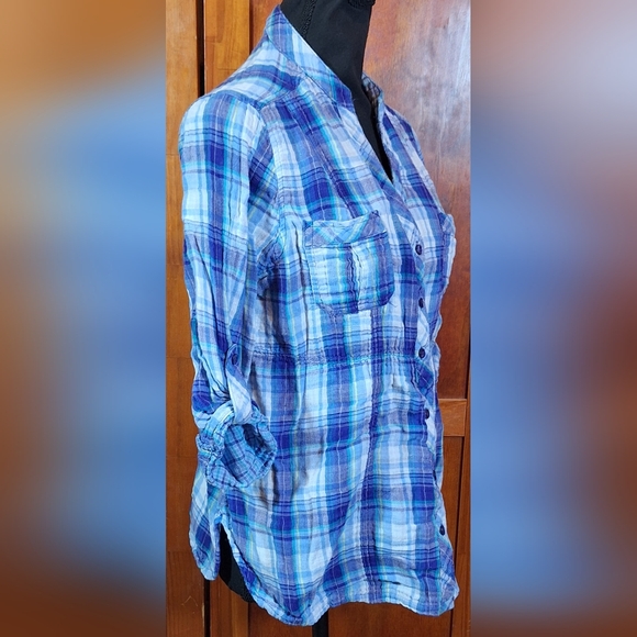 OP (OCEAN PACIFIC) 3/4 sleeve button-down flannel shirt. Size L (11/13) - Picture 2 of 5